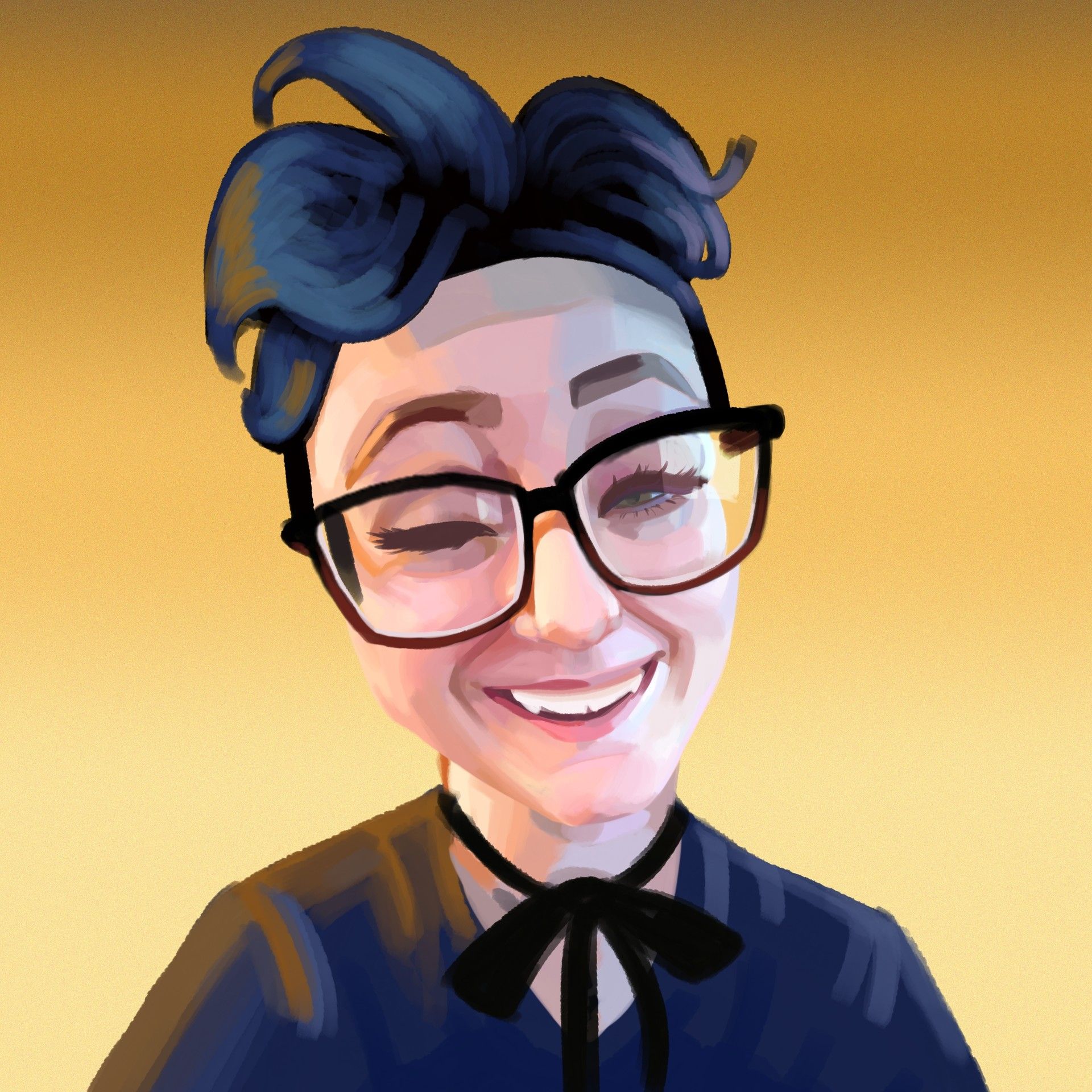 a self portrait of blue-haired Celeste Ellerby